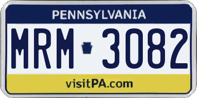 PA license plate MRM3082