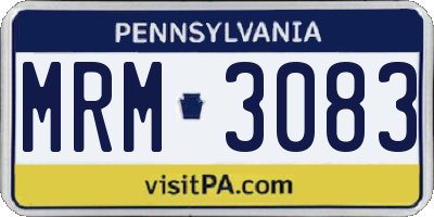 PA license plate MRM3083