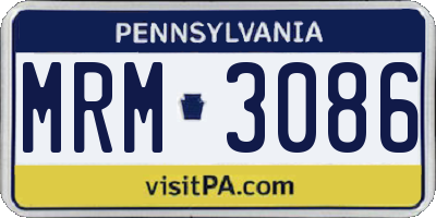 PA license plate MRM3086