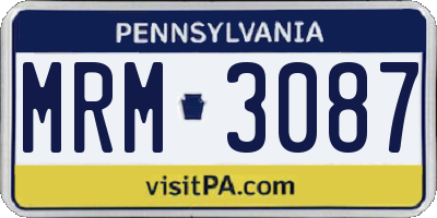 PA license plate MRM3087