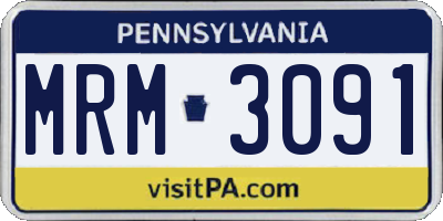 PA license plate MRM3091