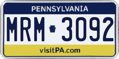 PA license plate MRM3092