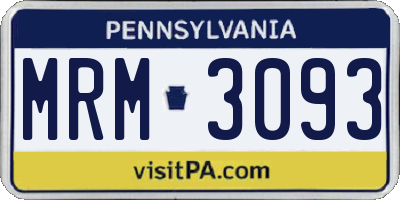 PA license plate MRM3093