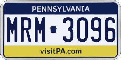 PA license plate MRM3096