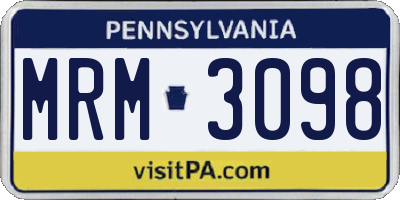 PA license plate MRM3098