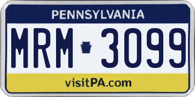 PA license plate MRM3099