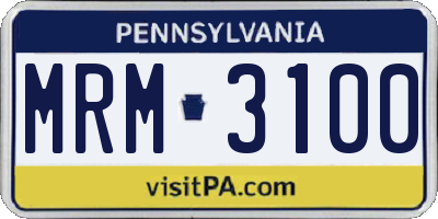 PA license plate MRM3100