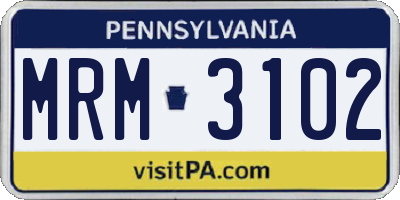 PA license plate MRM3102