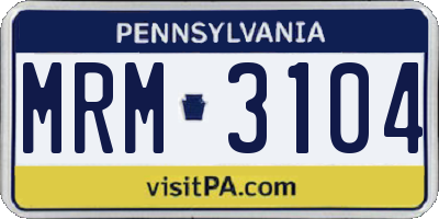 PA license plate MRM3104