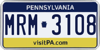 PA license plate MRM3108