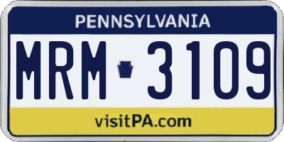 PA license plate MRM3109