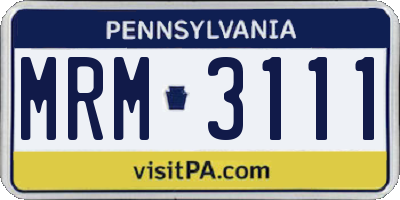 PA license plate MRM3111