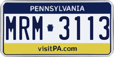 PA license plate MRM3113