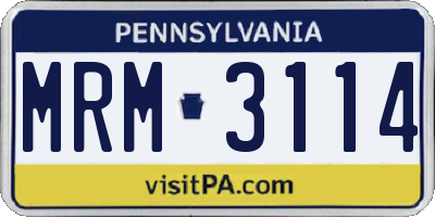 PA license plate MRM3114