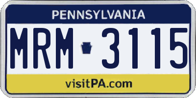 PA license plate MRM3115