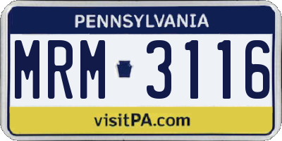 PA license plate MRM3116