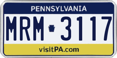 PA license plate MRM3117