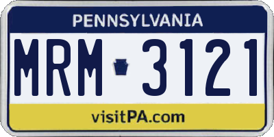 PA license plate MRM3121