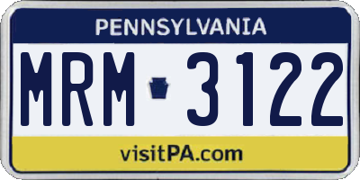 PA license plate MRM3122