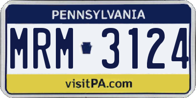 PA license plate MRM3124