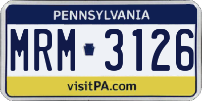 PA license plate MRM3126