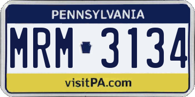PA license plate MRM3134