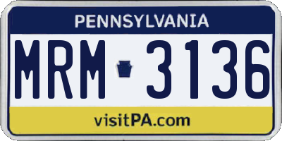 PA license plate MRM3136