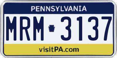 PA license plate MRM3137
