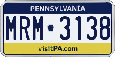 PA license plate MRM3138