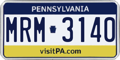 PA license plate MRM3140