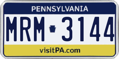 PA license plate MRM3144