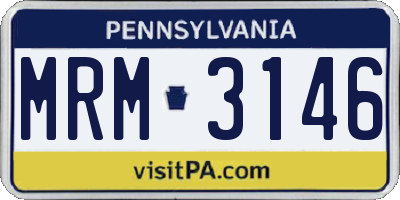 PA license plate MRM3146