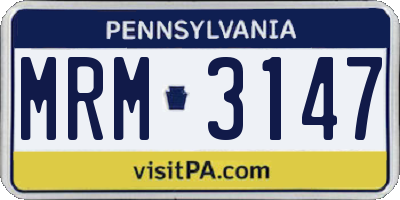 PA license plate MRM3147