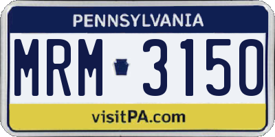 PA license plate MRM3150