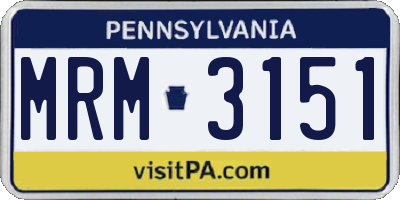 PA license plate MRM3151