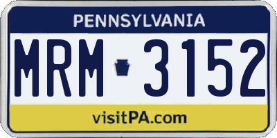 PA license plate MRM3152