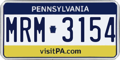 PA license plate MRM3154