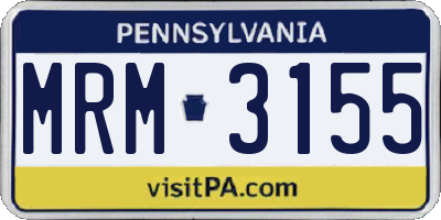 PA license plate MRM3155