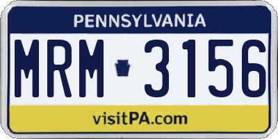 PA license plate MRM3156