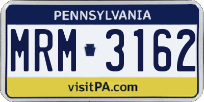 PA license plate MRM3162