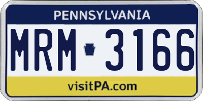 PA license plate MRM3166