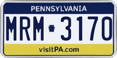 PA license plate MRM3170