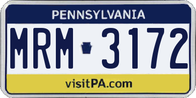 PA license plate MRM3172