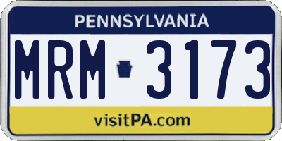 PA license plate MRM3173