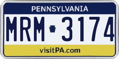 PA license plate MRM3174