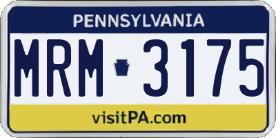 PA license plate MRM3175