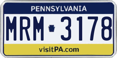 PA license plate MRM3178
