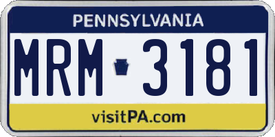 PA license plate MRM3181