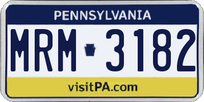 PA license plate MRM3182