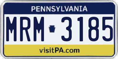 PA license plate MRM3185